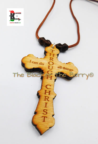 Small cross pendant in olive wood with Jesus 4 cm