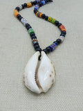 Large African Cowrie Shell Krobo Beaded Necklace Handmade Men Gift Jewelry