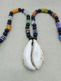 Large African Cowrie Shell Krobo Beaded Necklace Handmade Men Gift Jewelry
