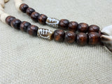 Men Necklaces African Cowrie Shell Large Wooden Beaded Gye Nyame Adinkra Jewelry Gift for Him