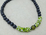 Men Necklace Green Black White Beaded Jewelry Handmade Statement Gift Fashion