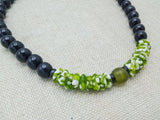 Men Necklace Green Black White Beaded Jewelry Handmade Statement Gift Fashion