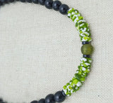 Men Necklace Green Black White Beaded Jewelry Handmade Statement Gift Fashion