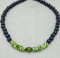 Men Necklace Green Black White Beaded Jewelry Handmade Statement Gift Fashion