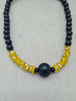 Men Necklaces Black Yellow Beaded Ethnic Jewelry Fashion Statement Handmade Gift