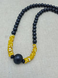 Men Necklaces Black Yellow Beaded Ethnic Jewelry Fashion Statement Handmade Gift