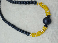 Men Necklaces Black Yellow Beaded Ethnic Jewelry Fashion Statement Handmade Gift