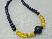 Men Necklaces Black Yellow Beaded Ethnic Jewelry Fashion Statement Handmade Gift