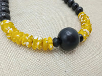 Men Necklaces Black Yellow Beaded Ethnic Jewelry Fashion Statement Handmade Gift