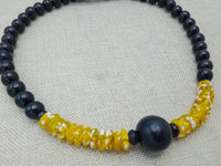 Men Necklaces Black Yellow Beaded Ethnic Jewelry Fashion Statement Handmade Gift