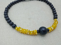 Men Necklaces Black Yellow Beaded Ethnic Jewelry Fashion Statement Handmade Gift