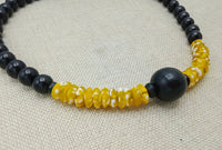 Men Necklaces Black Yellow Beaded Ethnic Jewelry Fashion Statement Handmade Gift