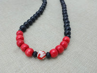 Men Necklaces Red Black Beaded Jewelry Handmade Gift for Him Statement