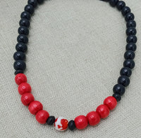 Men Necklaces Red Black Beaded Jewelry Handmade Gift for Him Statement