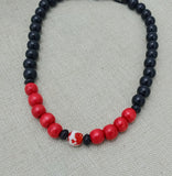 Men Necklaces Red Black Beaded Jewelry Handmade Gift for Him Statement