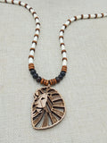 Lion Necklace Wooden Men Jewelry Beaded Brown Jewelry Gift for Him Fashion Statement