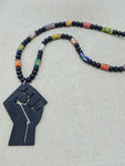 Men Necklaces Black Power Fist Beaded Jewelry African Handmade Ethnic Statement