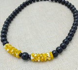 Men Necklaces Black Yellow White Ethnic Beaded Jewelry Handmade Gift Statement Fashion