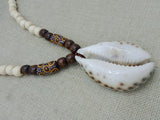 Large Men Necklaces Cowrie Beaded Jewelry Wooden Brown Ethnic Handmade Gift For Him Fashion Statement