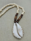 Large Men Necklaces Cowrie Beaded Jewelry Wooden Brown Ethnic Handmade Gift For Him Fashion Statement