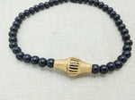 African Black Bronze Pendant Necklace Beaded Jewelry Handmade Gift for Him Ethnic Afrocentric