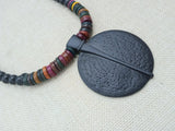 Black Pendant Necklace Ethnic Jewelry Handmade Beaded Women Gift for Her Statement Handmade Boho