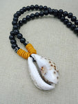 Men Necklaces Wooden Cowrie Black Yellow Beaded Jewelry Handmade Boho Ethnic Gift Statement