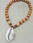 Large Men Necklace Cowrie Beaded Wooden Jewelry Gift for Him Statement Ethnic