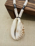 Men Necklaces Boho Jewelry Large Cowrie White Brown Statement Beach Gift For Him Handmade