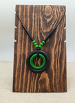 Green Black Women Necklaces Wooden Long Statement Jewelry Gift Leather Beaded