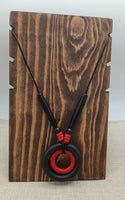 Women Necklace Black Red Wooden Handmade Leather Beaded Jewelry Statement Long Gift Unique