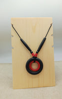 Women Necklace Black Red Wooden Handmade Leather Beaded Jewelry Statement Long Gift Unique