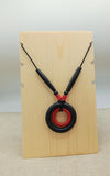 Women Necklace Black Red Wooden Handmade Leather Beaded Jewelry Statement Long Gift Unique