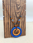 Women Necklaces Blue Wooden Beaded Jewelry Leather Long Gift Statement Ethnic Handmade