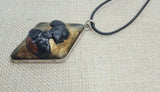 African Women Black Pendant Handmade Painted Gold Jewelry Gift for Her