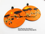 African Earrings Village Hand Painted Jewelry Orange Black