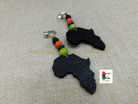 Black Africa Clip On Earrings Beaded Orange Green Handmade Women Non Pierced