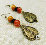 Ethnic Women Antique Gold Spear Earrings Orange Brass Handmade Jewelry Black Owned