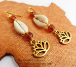 Lotus Earrings Gold Cowrie Shell Jewelry Women