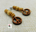 Peace Earrings Beaded Brown Women Small Jewelry Handmade Black Owned