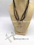 Silver Ankh Necklace Jewelry Set Earrings Women