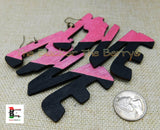 Africa Earrings Love Wooden Hand Painted Jewelry Pink Black Women Black Owned