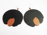 Afro Earrings Wooden Jewelry Ethnic Natural Hair Black Art Silhouette