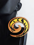 Hand Painted African Lizard Earrings, Swirl Women Handmade Black Owned